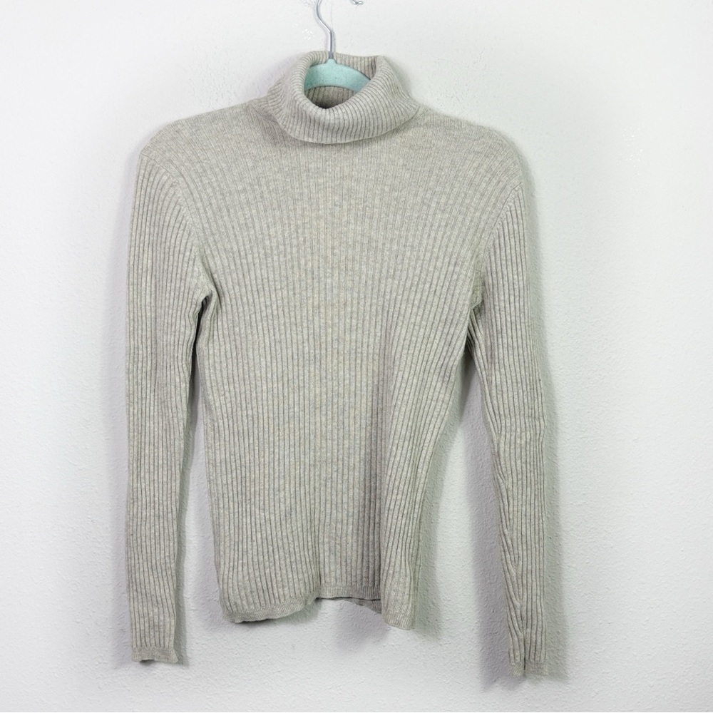 Charter Club 100% Cashmere Ribbed Turtleneck Beige Sweater‎ size Medium
